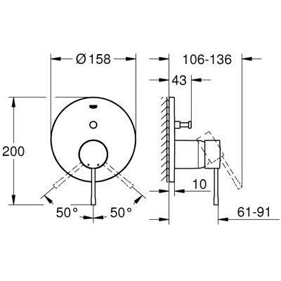 GROHE Essence Ednouchwytowa Bateria Do Obsługi Dwóch Wyjść Wody Element Zewnętrzny 24058001