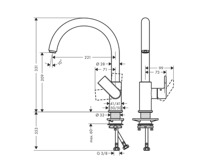 Hansgrohe Vernis Shape - Bat. Kuchenna 260, Czarna
