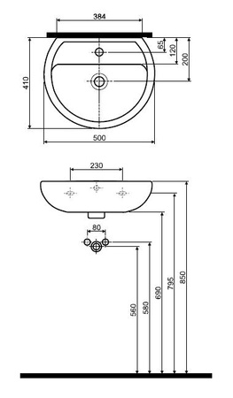 SANITEC KOŁO Rekord Umywalka Wisząca K91155000