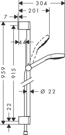 Hansgrohe Croma Select S - Zestaw Prysznicowy Vario Z Drążkiem 90cm