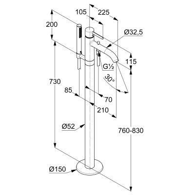 KLUDI Bozz Bateria Wannowa Wolnostojąca - Czarny Mat 385903976
