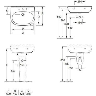Villeroy&boch O.novo - Umywalka 60x49