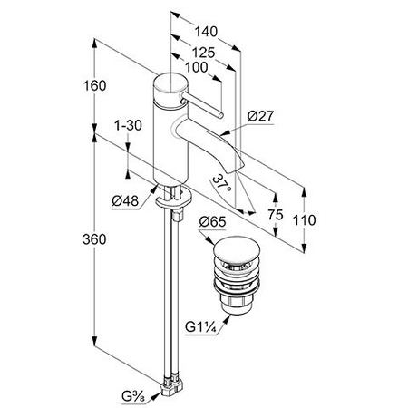 KLUDI Bozz Bateria Umywalkowa 382660576