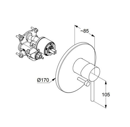 KLUDI Bozz Bateria Wannowo Prysznicowa Element Zewnętrzny - Kolor Czarny Mat 386503976