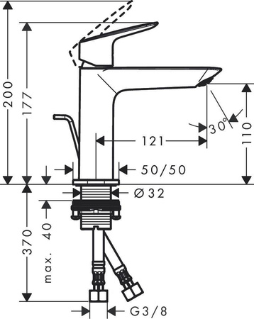 Hansgrohe Logis - Bateria Umywalkowa 110 Fine Z Odpływem Kol.czarny