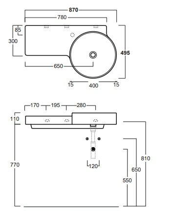 SIMAS Flow Umywalka Wisząca 87x49,5 Cm FL05