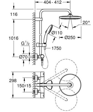 GROHE Tempesta Zestaw Prysznicowy Termostatyczny 26670001