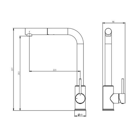 EMPORIA Tauro Bateria Kuchenna Z Wyciąganą Wylewką - Chrom EMPORIA-050170CHR