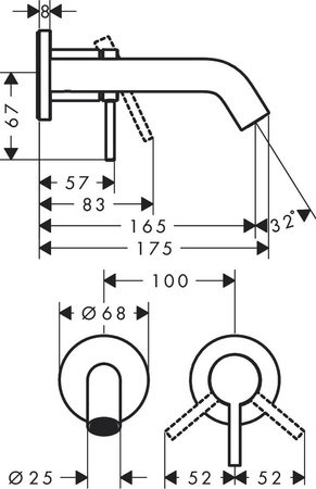 HANSGROHE Tecturis S Bateria Umywalkowa Element Zewnętrzny - Czarny Mat 73350670