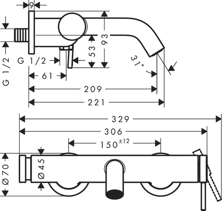 HANSGROHE Tecturis S Bateria Wannowo Prysznicowa - Brąz Szczotkowany 73422140