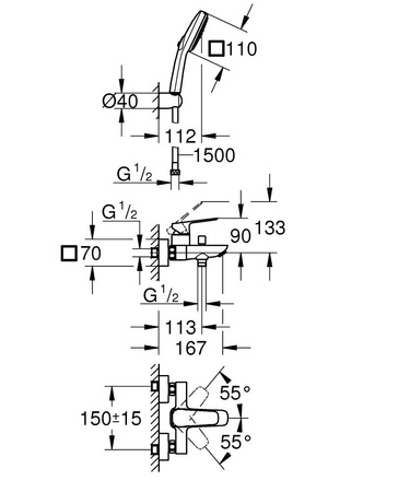 GROHE Cubeo Bateria Wannowa 1018140000