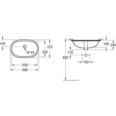 VILLEROY&BOCH O.novo Umuwalka Podblatowa 41625001