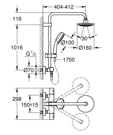 GROHE Tempesta Zestaw Prysznicowy Z Termostatem Do Montażu Ściennego 27922000