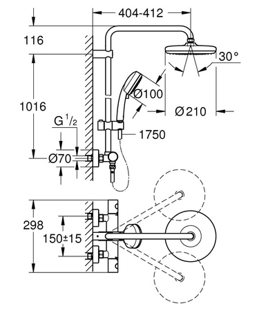 GROHE Tempesta Deszczownica 210 Z Termostatem.nadtynkowa 27922001