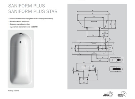 KALDEWEI Saniform Plus Wanna Stalowa 140x70 Model111500010001 / 360-1