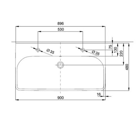 SANITEC KOŁO Traffic Umywalka 90 Cm, 2- Otworowa L91590900
