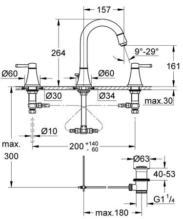 GROHE Grandera Bateria Umywalkowa Trzyotworowa Dn 15 Rozmiar M 20389000