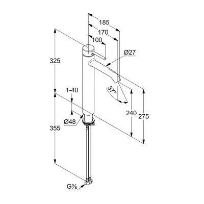 KLUDI Bozz Bateria Umywalkowa 240 - Czarny Mat 382863976
