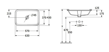 Villeroy&boch Architectura - Umywalka Podblatowa 56x36