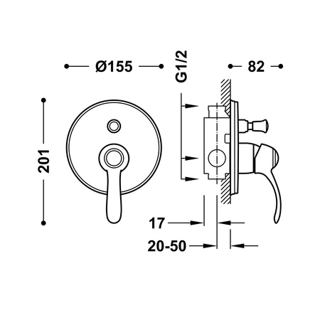 TRES Monoclasic Tres Clasic Bateria Jednouchwytowa Podtynkowa 2-drożna Prysznicowa 24218001