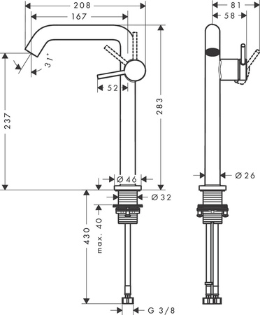 HANSGROHE Tecturis S Bateria Umywalkowa - Brąz Szczotkowany 73370140
