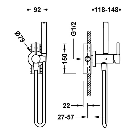 TRES Study Exclusive Bateria Bidetowa Podtynkowa Biały Mat 134122BM