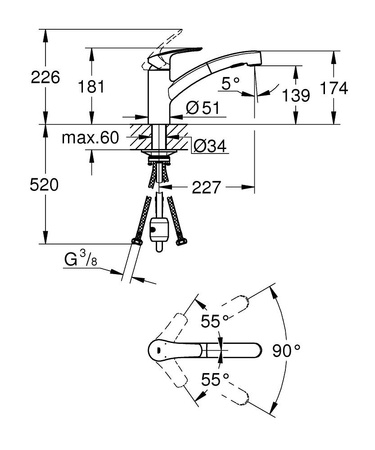 GROHE Eurosmart Eurosmart - Bateria Kuchenna Z Wyciąganą Wylewką 30305DC1