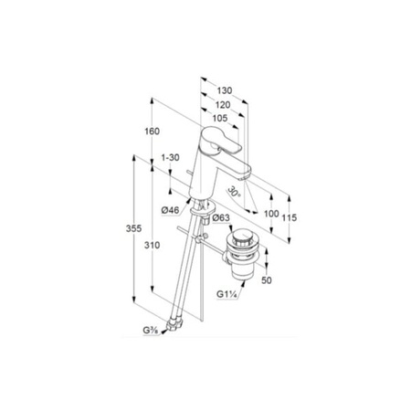 KLUDI Pure&easy Pure&easy Bateria Umywalkowa 160mm Wys. Z/k 372900565