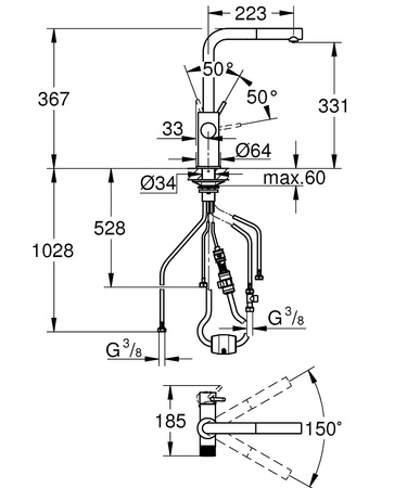 GROHE Blue Minta Bateria Kuchenna Filtrująca - Czarny Mat 30590KF0
