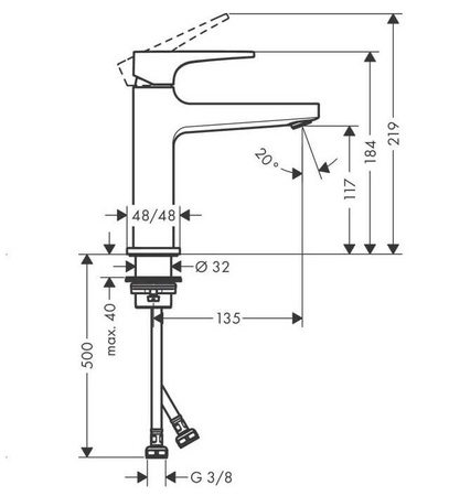 Hansgrohe Rebris E Bateria Umywalkowa 80 Kol.chrom