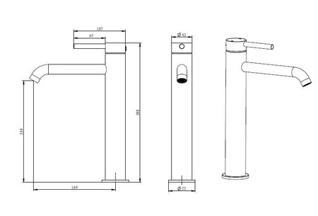 Emporia Fly Bateria Umywalkowa Wysoka Chrom