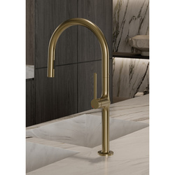 KLUDI Reef Bateria Kuchenna Z Wyciąganą Wylewką - Złoty Szczotkowany  50851N075