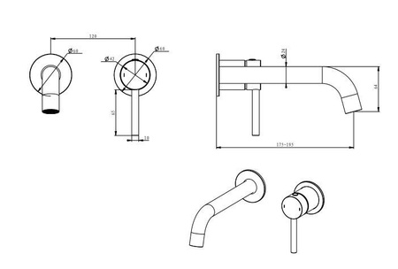 EMPORIA Fly Bateria Umywalkowa Podtynkowa Z Elementem Montażowym - Złoty EMPORIA-03012GD