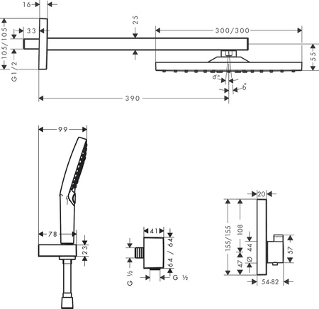 HANSGROHE Raindance Zestaw Prysznicowy Termostatyczny - Czarny Mat 27939670