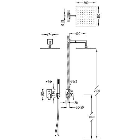 TRES Project Zestaw Prysznicowy Złoty Mat 21198091OM