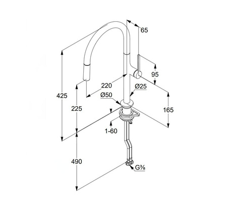 KLUDI Reef Bateria Kuchenna Z Wyciąganą Wylewką - Złoty Szczotkowany 50851N075