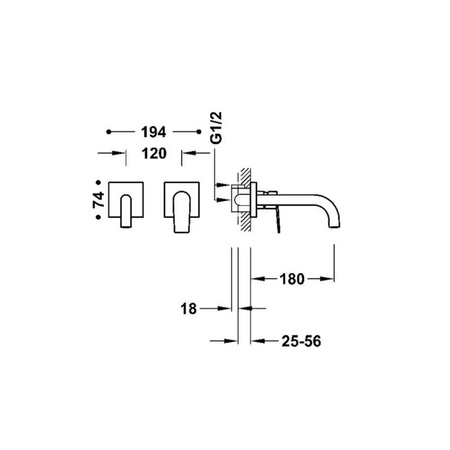 TRES Project Bateria Umywalkowa Podtynkowa - Złoty 21130001OR