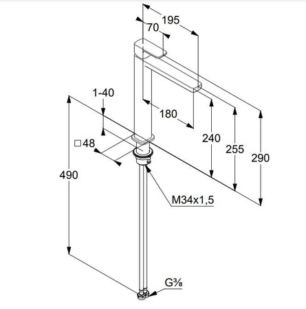 KLUDI Renon Kludi-renon 1-uchwytowa Bateria Umywalkowa, Wysoka 240 Mm, Bez Zest. Odpł., Czarny Mat 422983975