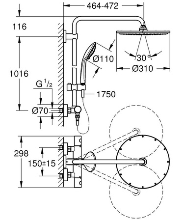 GROHE Euphoria Zestaw Prysznicowy Termostatyczny - Brushed Warm Sunset( Różowe Złoto Szczotkowane) 26075DL0