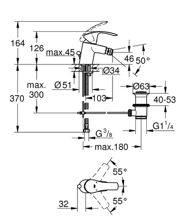 GROHE Eurosmart Eurosmart - Bateria Bidetowa Z/k 32929002