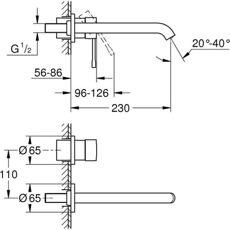 GROHE Essence K. Essence - Bateruia Umywalkowa 2 Otw. 23cm P/t Kol.a01 19967A01