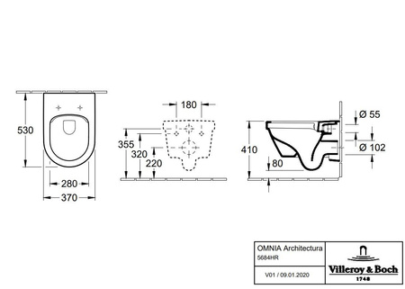 VILLEROY&BOCH Omnia Miska Wc Wisząca Z Deską 5684HR01