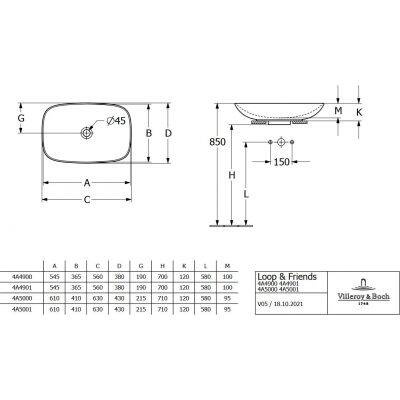 VILLEROY&BOCH Loop&friends Umywalka Nablatowa 4A5000R1