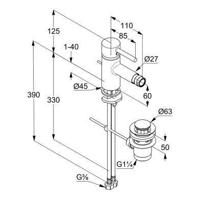 KLUDI Bozz Bateria Bidetowa - Czarny Mat 385333976
