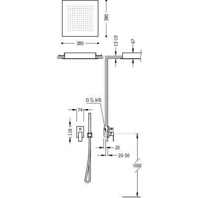 TRES Cuadro Zestaw Prysznicowy Z Baterią Podtynkową Chrom 00698001