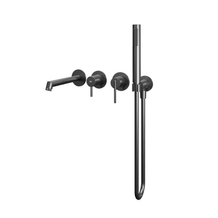 EMPORIA Rio Bateria Wannowa Podtynkowa, 4-otworowa Z Boxem I Z Zestawem Prysznicowym, Gun Metal  EMPORIA-01032BN