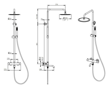 EMPORIA Fly Zestaw Prysznicowy Termostatyczny Z Wylewką Wannową - Złoty EMPORIA-030130GD