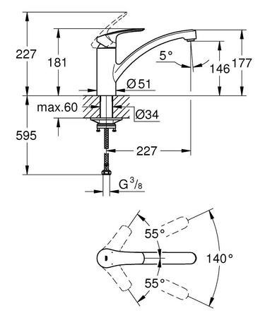 GROHE Eurosmart Jednouchwytowa Bateria Kuchenna 33281003