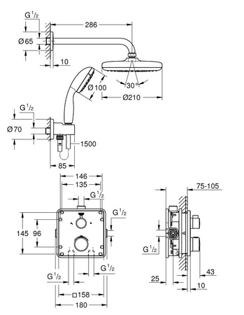 GROHE Grohtherm Zestaw Prysznicowy Termostatyczny Podtynkowy 34729000
