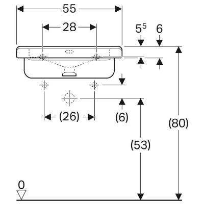 SANITEC KOŁO Nova Pro Umywalka 55x52,5 Cm Prostokątna Dla Niepełnosprawnych 501.569.01.1